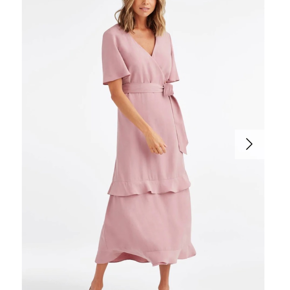 VETTA Tiered Wrap Dress in Blush